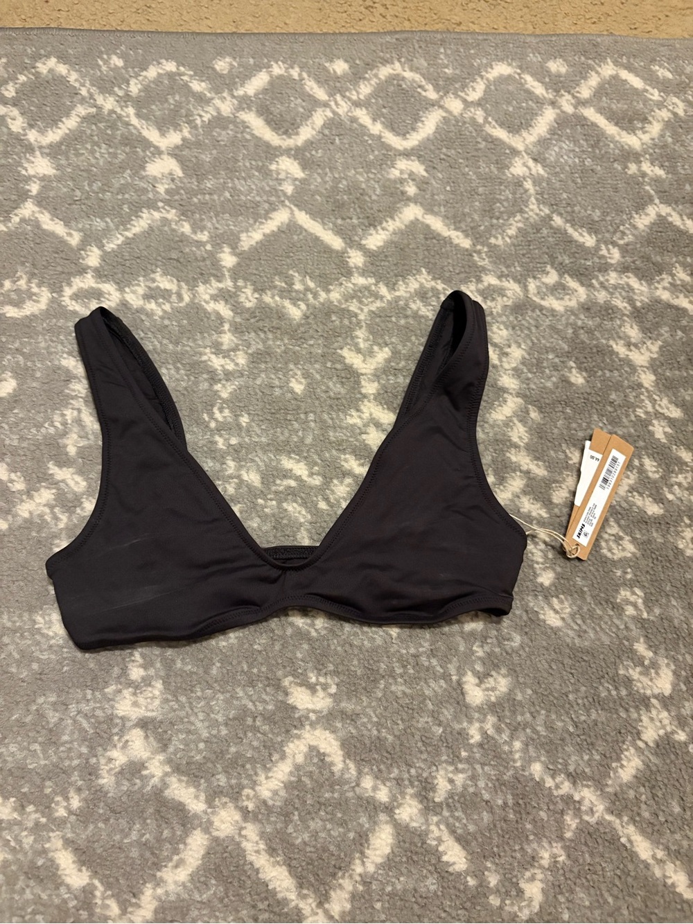 SKIMS Black Scoop Bikini Top - Seamless Minimal Swim